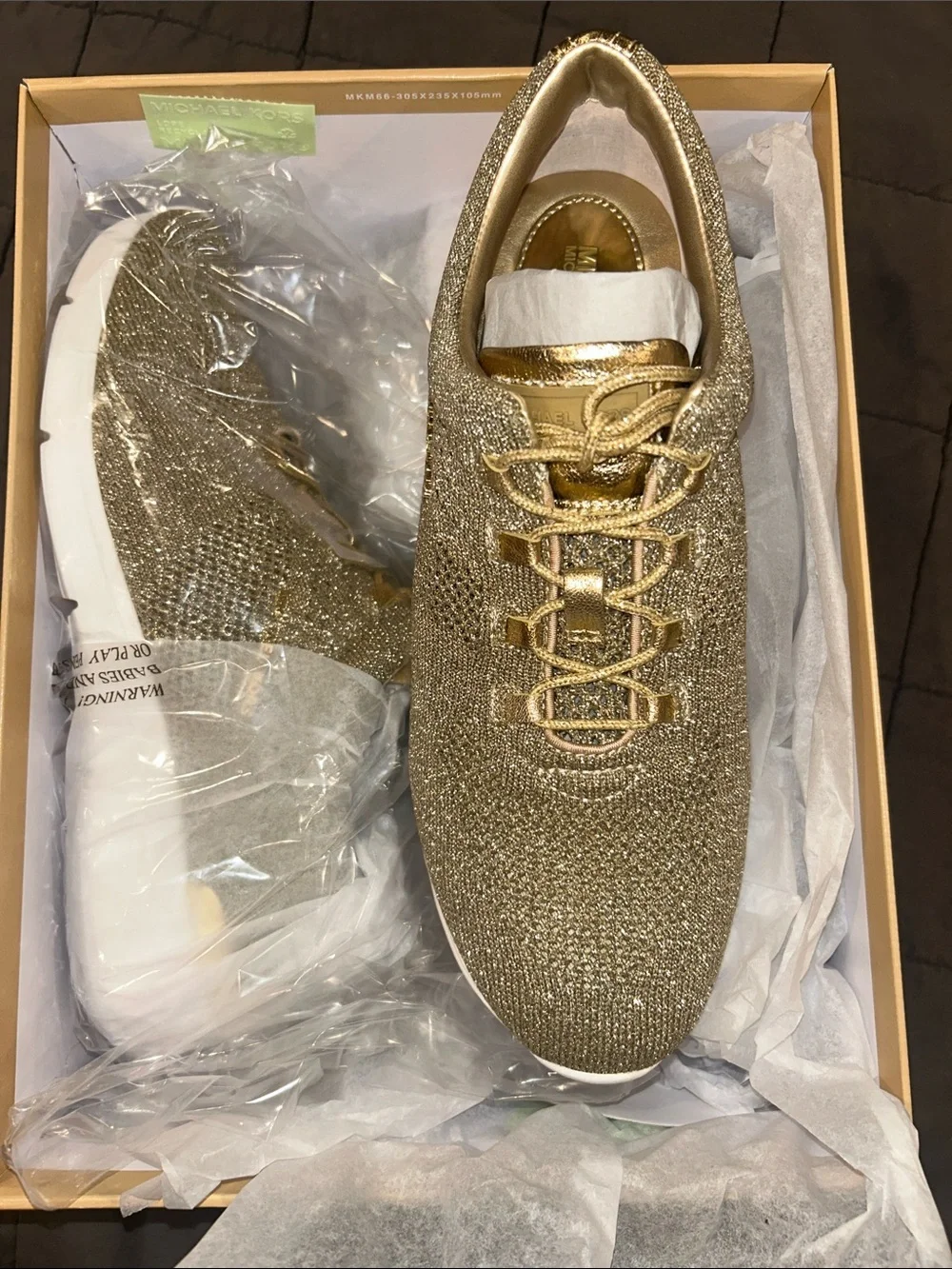 Michael Kors “Skyler” trainer sneakers pale gold 8.5